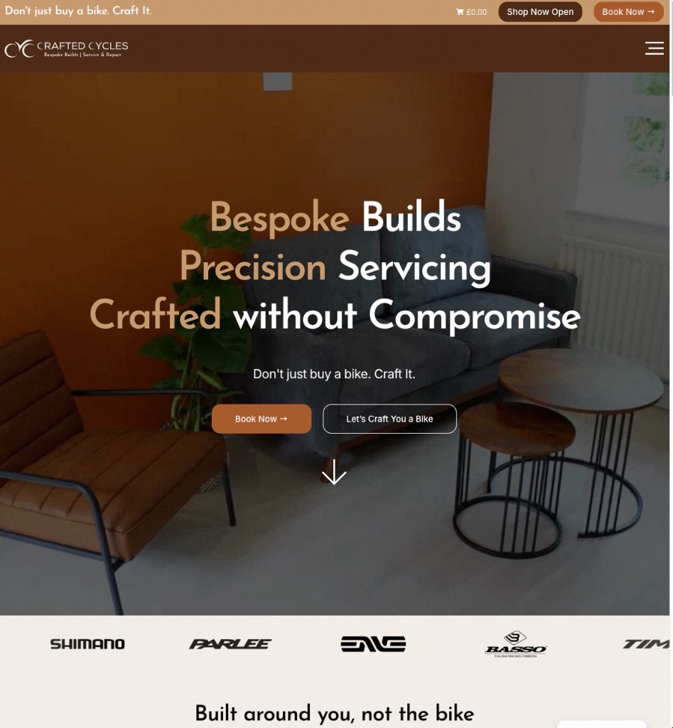 Crafted Cycles website preview